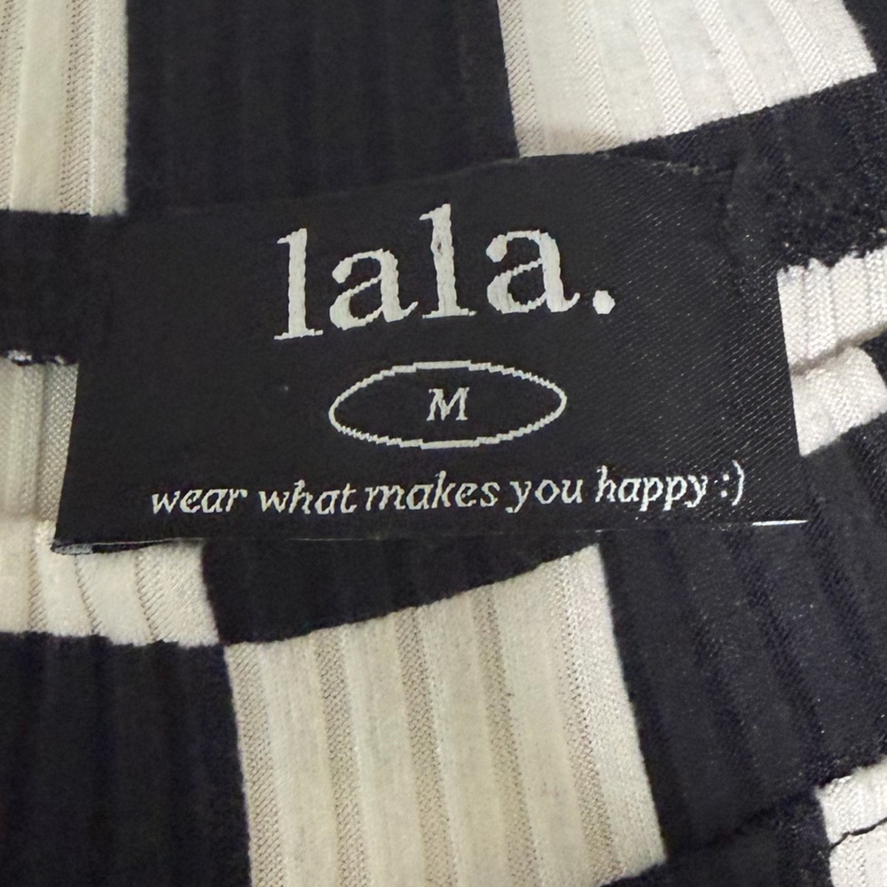 Dressed in LALA Black and White Checkerboard Wide Leg set - Picture 5 of 5